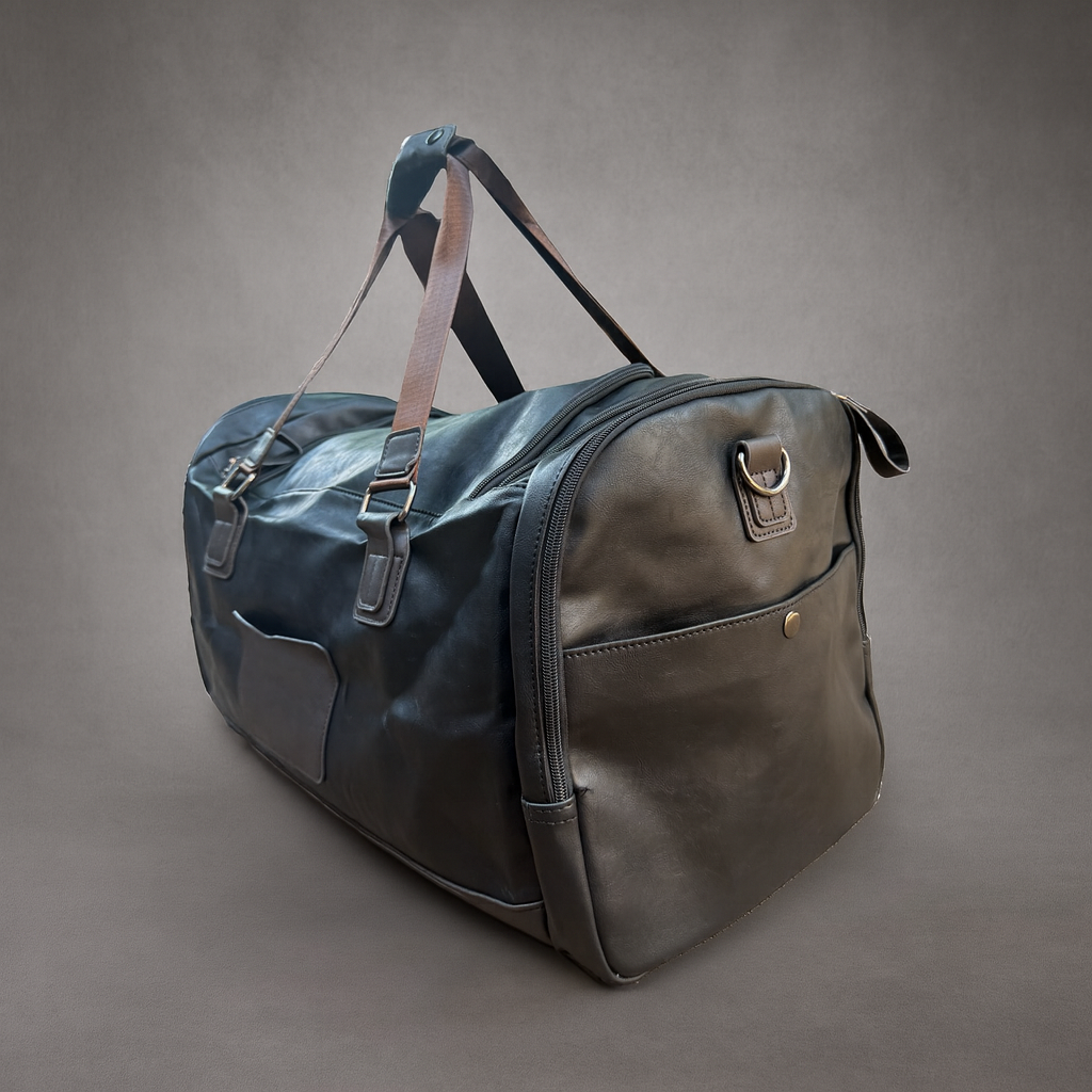 Engraved Leather Duffel Bag