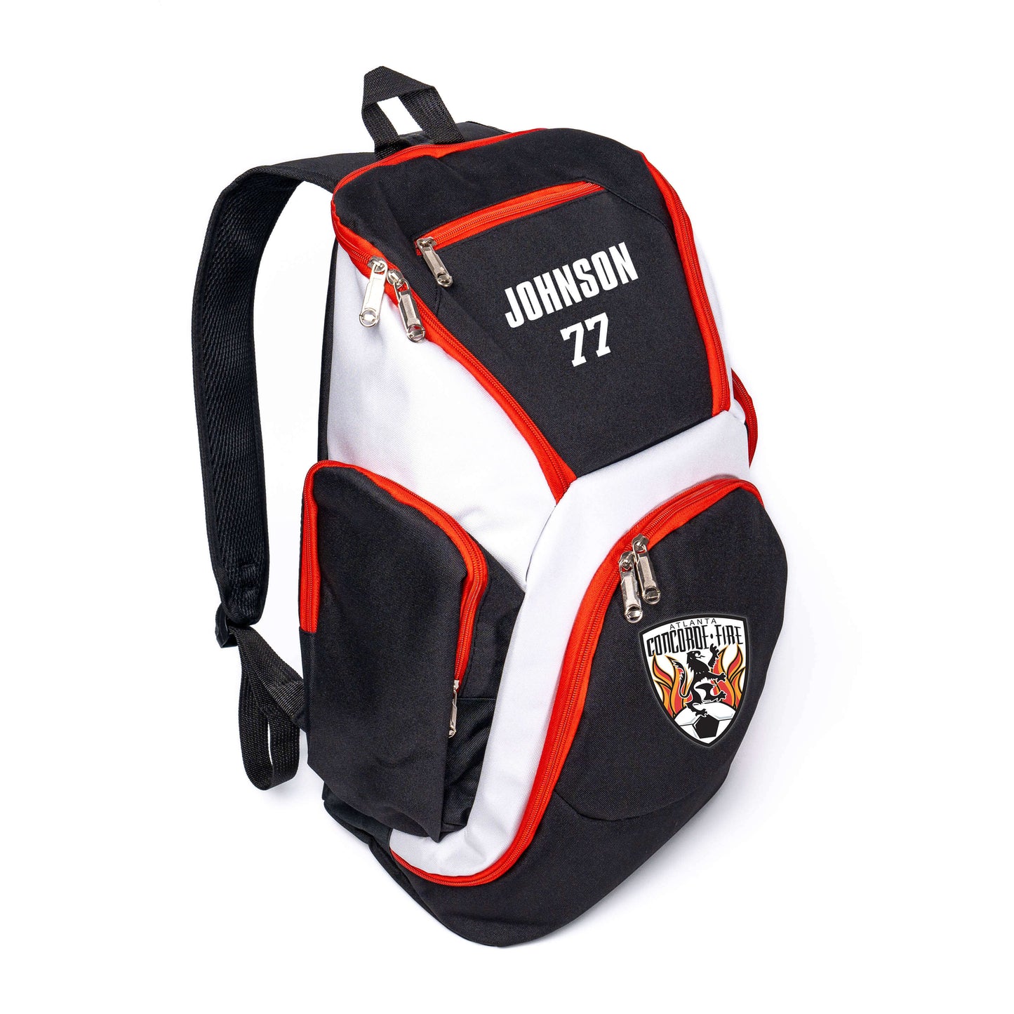 Side angle showcasing the customizable Y Series Backpack's spacious compartments