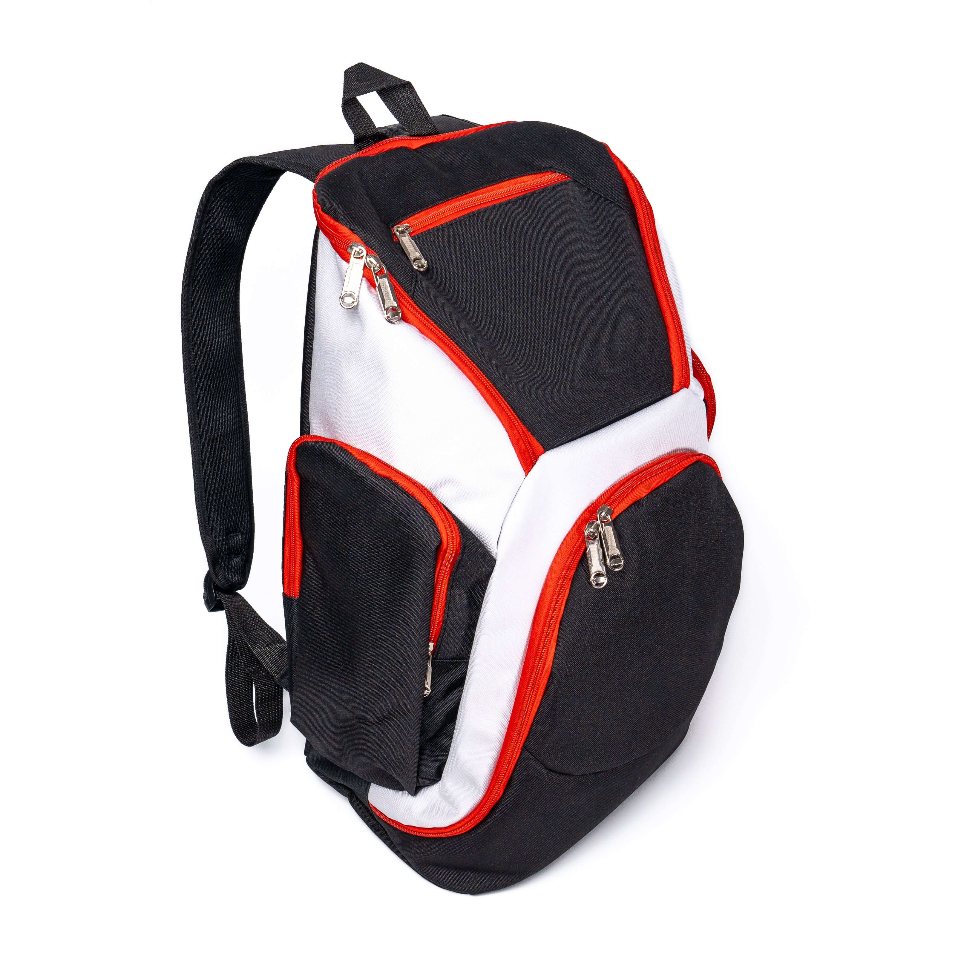 Custom Sports Backpack - White Red and Black