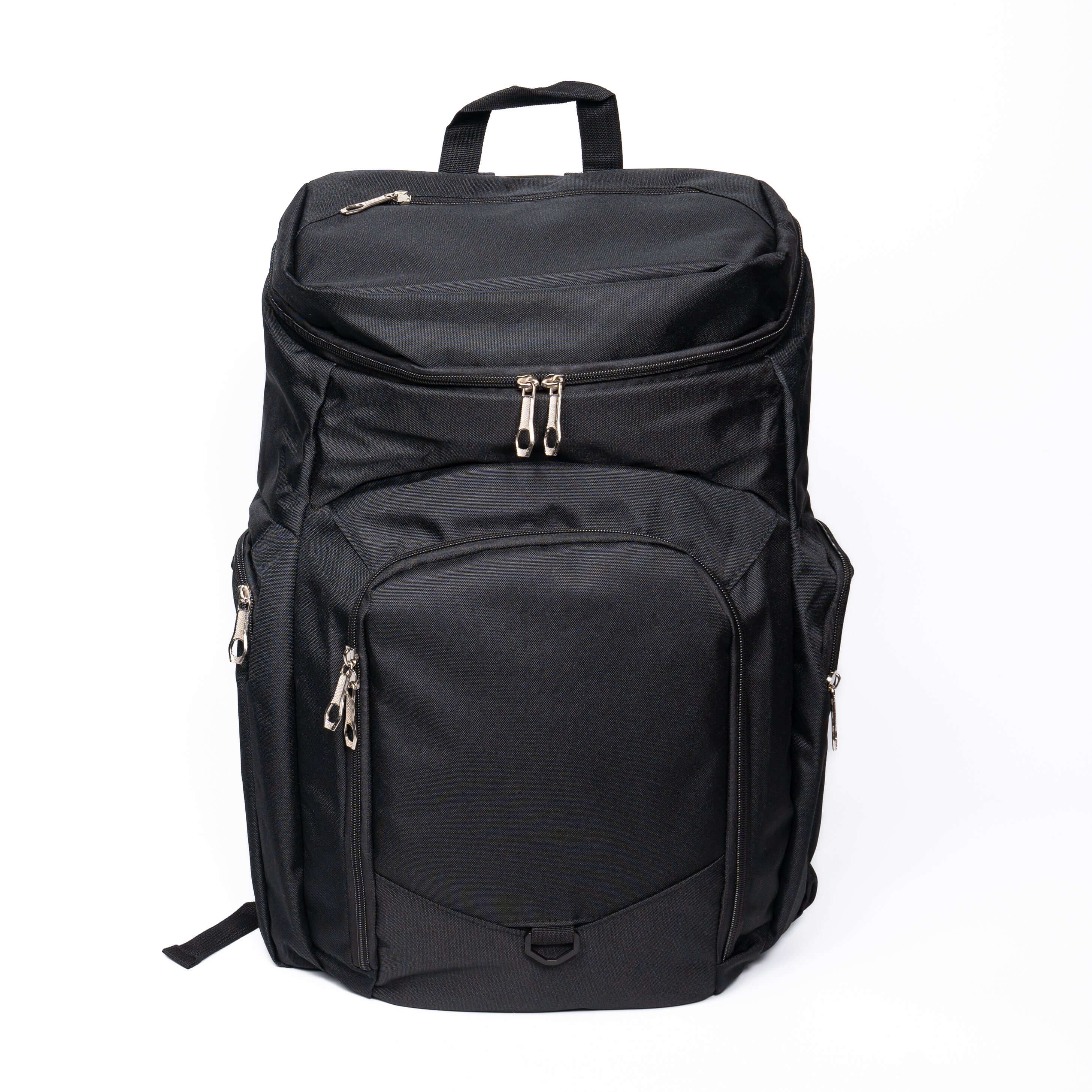 X Series Backpack in black, spacious for sports gear, personalized with names or logos, ideal for teams.