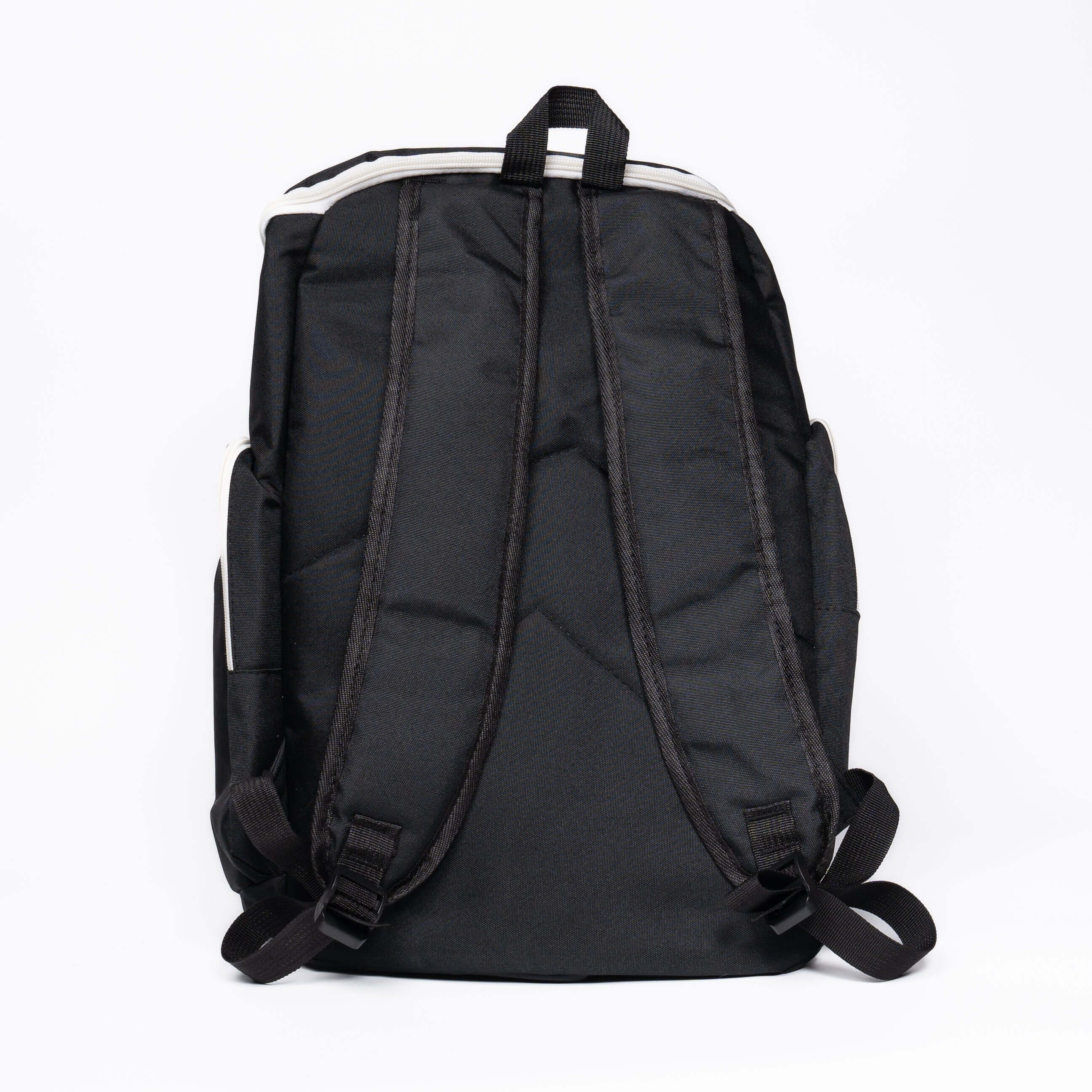 Y Series Backpack in Black and White, designed for sports like basketball, with adjustable straps and spacious compartments.