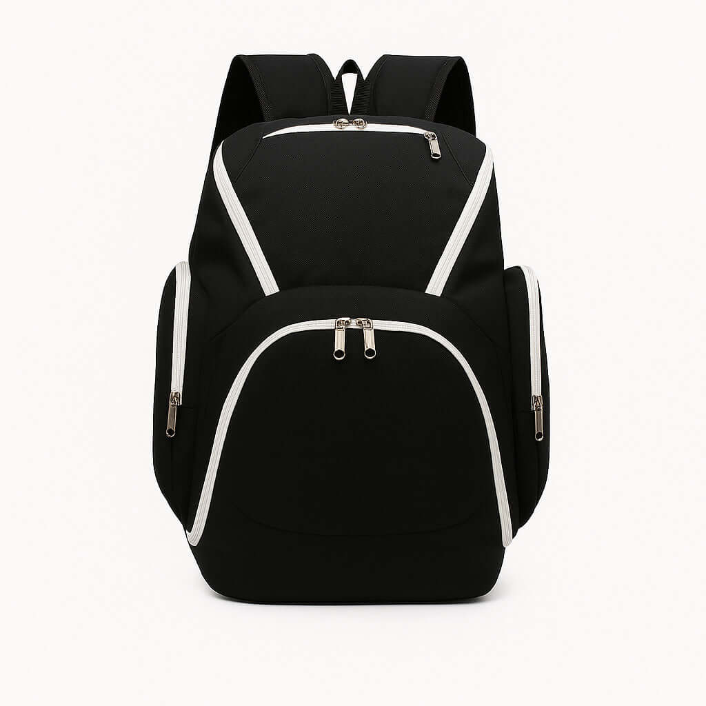Y Series Black and White Backpack - Spacious design for sports gear and personalized with names or logos.
