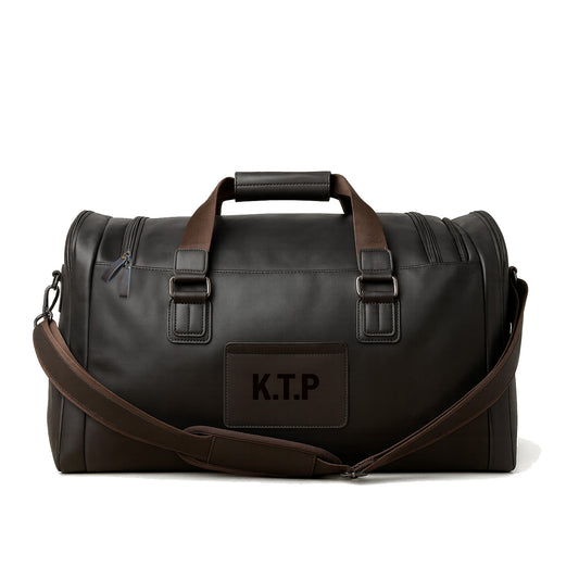Engraved Leather Duffel Bag