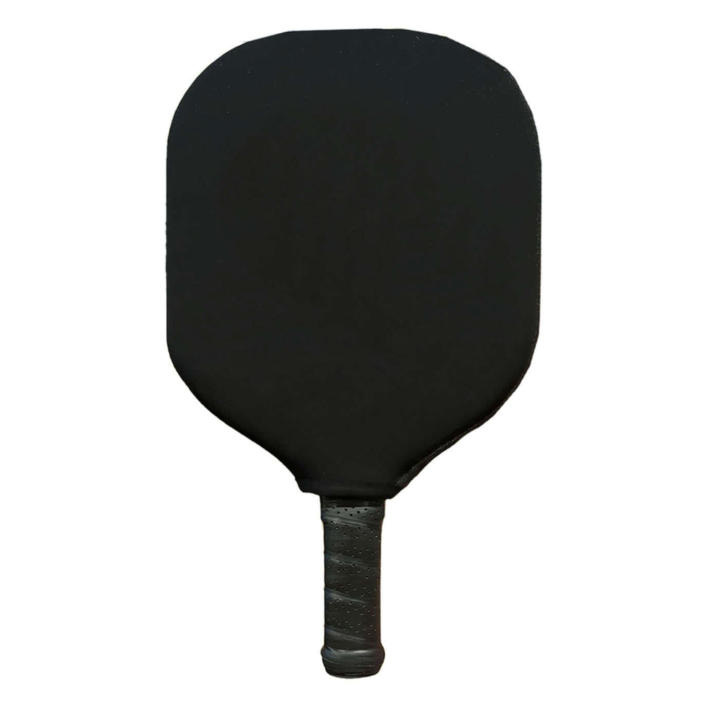 Durable black neoprene pickleball paddle cover with secure closure for personalized protection and easy access.