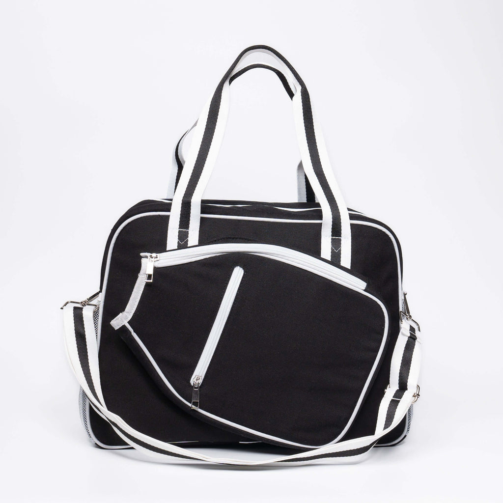 Front view of personalized pickleball shoulder bag with custom name by ClaycoSports