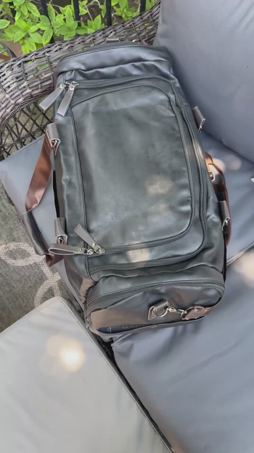 Engraved Leather Duffel Bag